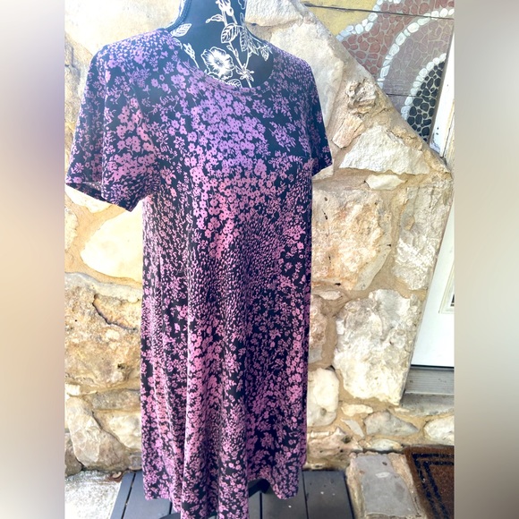 Lularoe Carly Dress Size Small S Purple Flowers - Picture 4 of 5